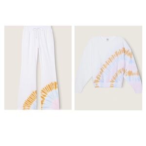 White Tie-Dye Sweatshirt and Pants Set